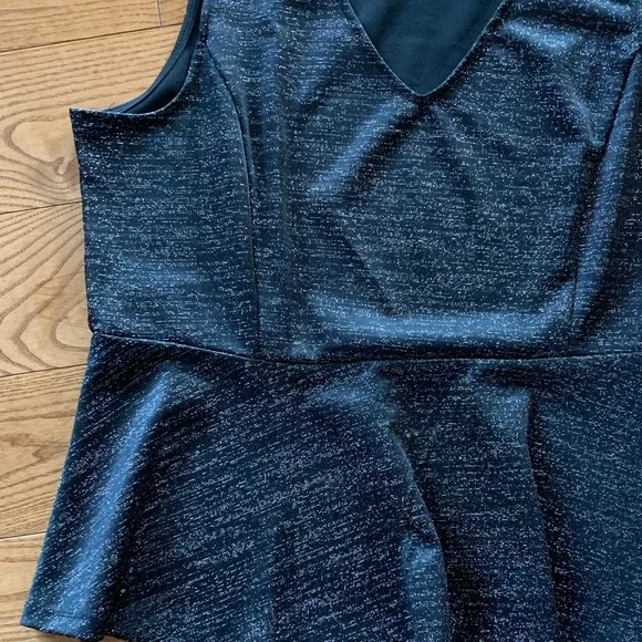 💛2/$20 Ricki's Black Shimmer Peplum Blouse - Picture 3 of 5